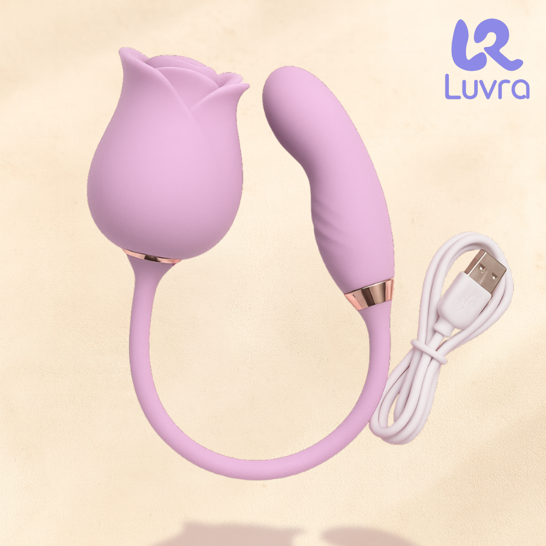 Luvra Rose Dual Vibrating Massager ā USB Rechargeable, Soft Silicone, Waterproof
