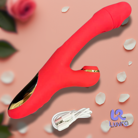 G-Spot and Clitoral Vibrator with Suction Function – Red Luxury Design, Whisper Quiet, Waterproof, Rechargeable
