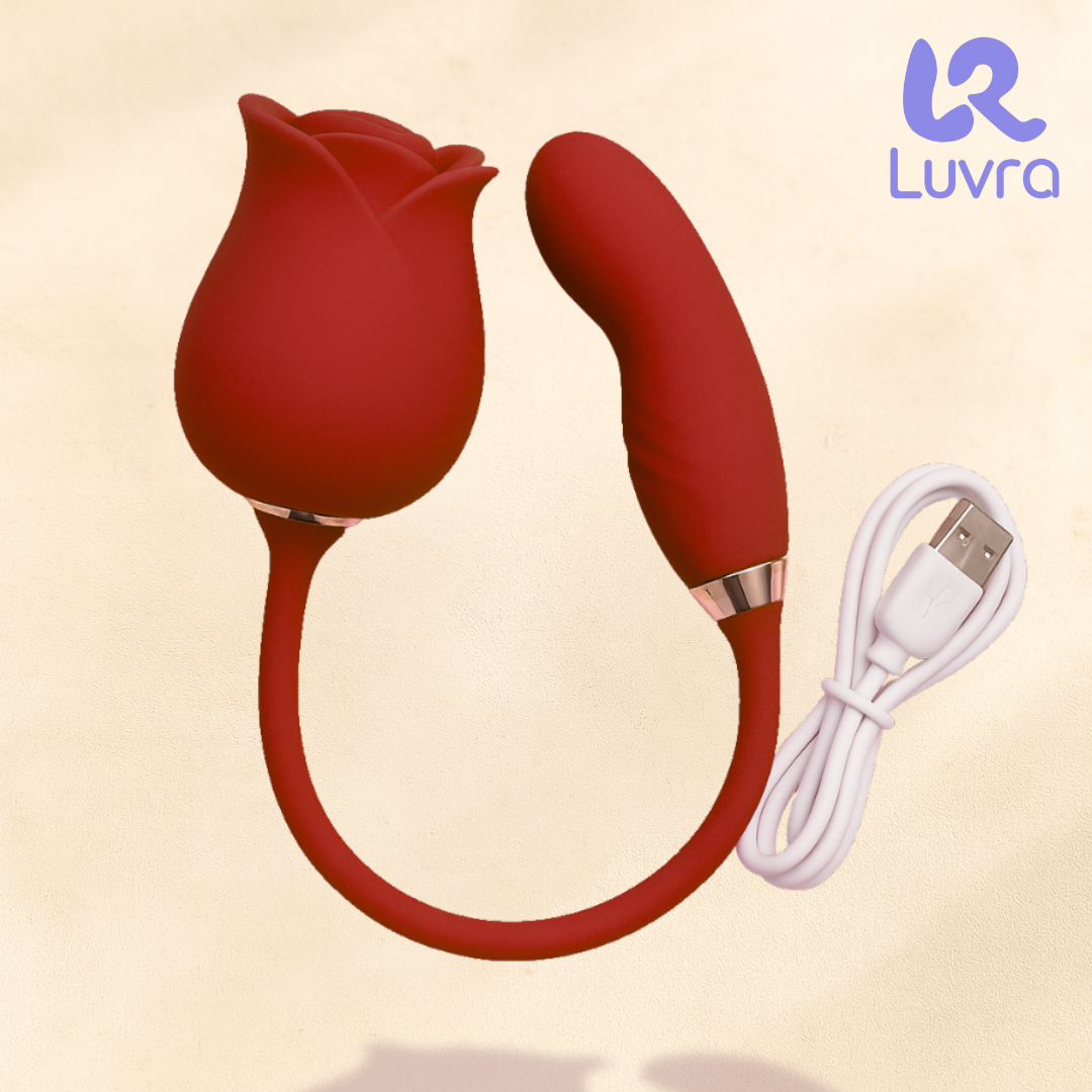 Luvra Rose Dual Vibrating Massager ā USB Rechargeable, Soft Silicone, Waterproof