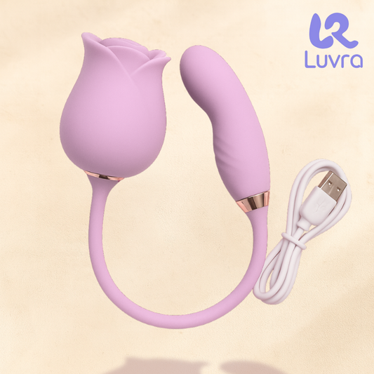 Luvra Rose Dual Vibrating Massager – USB Rechargeable, Soft Silicone, Waterproof
