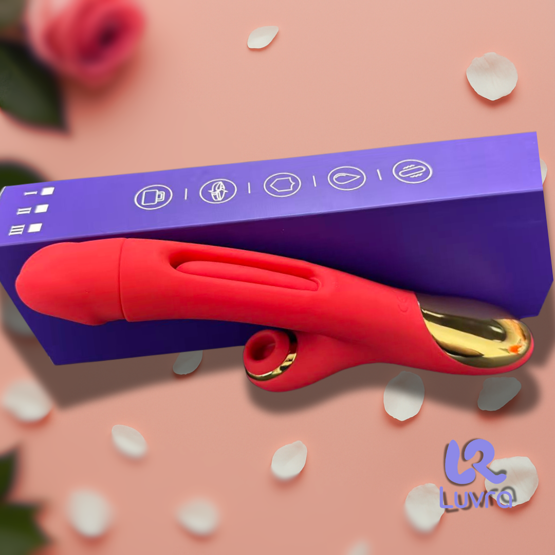 G-Spot and Clitoral Vibrator with Suction Function – Red Luxury Design, Whisper Quiet, Waterproof, Rechargeable